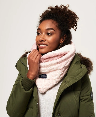 Superdry Clarrie Cable Knit Snood In Pink