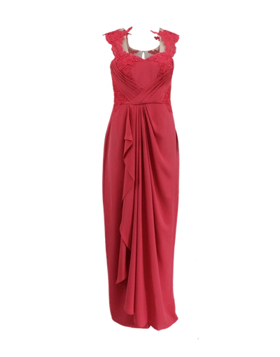 Marchesa Notte Draped Lace Gown In Red