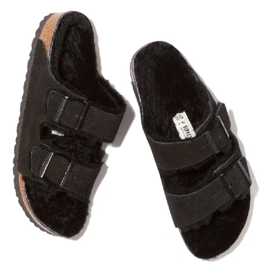 Birkenstock Arizona Shearling-lined  Sandal In Black/black Suede