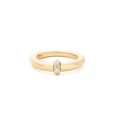 Sophie Ratner Single Diamond Domed Ring In Yellow Gold/pave