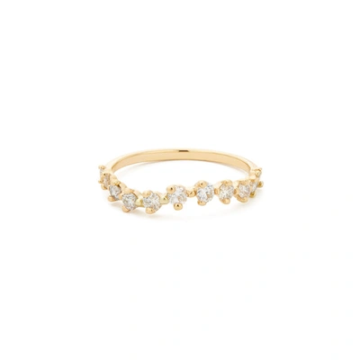 Sophie Ratner Half Band Diamond Swell Ring In Yellow Gold/white Diamonds