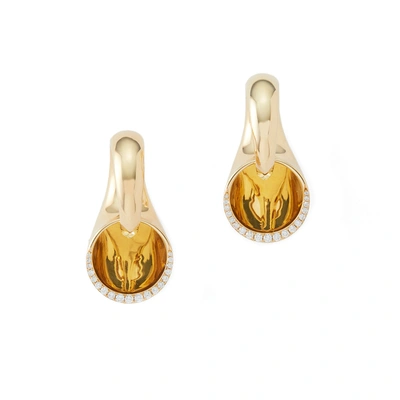 Vram Sine Hinged Earrings In Yellow Gold/diamonds