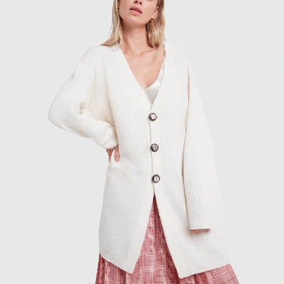 Marni Long-sleeved Cardigan In Natural White