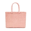 DRAGON DIFFUSION BASKET SMALL HAND-WOVEN LEATHER TOTE BAG IN BABY PINK