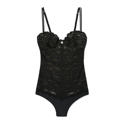 Fleur Du Mal Opening Ceremony Charlotte Lace Balconette Bodysuit In Black 0100