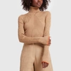 VICTORIA BECKHAM SLIM POLO KNIT TOP IN CAMEL