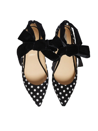 Smiling Shoes Cady Ballerinas In Black White Polka Dots Suede *