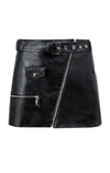 Manokhi Biker Leather Mini Skirt In Blue