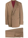 Brunello Cucinelli Two-piece Striped Herringbone Suit In Brown