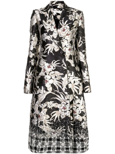 Altuzarra Boyd Embroidered Floral Print Coat In Black