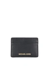 Michael Michael Kors Pebbled Cardholder In Black