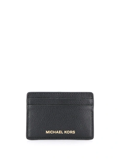 Michael Michael Kors Pebbled Cardholder In Black