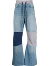 OFF-WHITE PATCH DETAIL DENIM TRACK PANTS