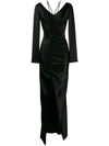 DAVID KOMA RUCHED FITTED MAXI DRESS