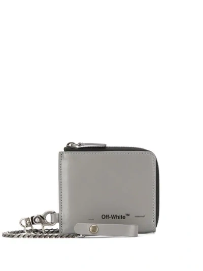 Off-white Chain Strap Leather Wallet In Grey