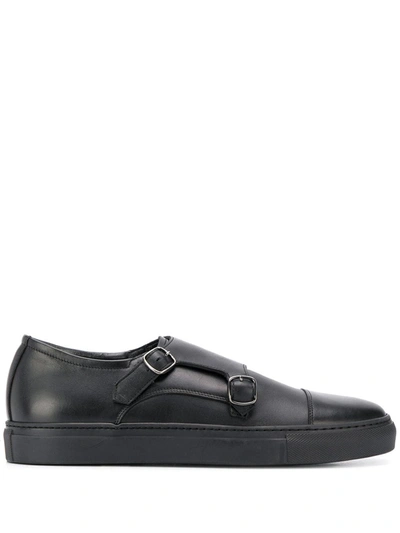 Scarosso Monk Strap Sneakers In Black Black Calf