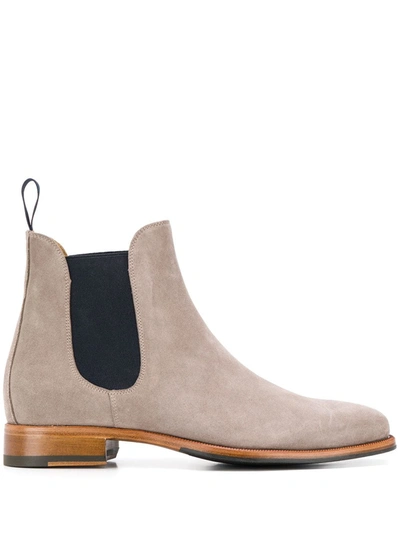Scarosso Giancarlo Chelsea Boots In Taupe Suede