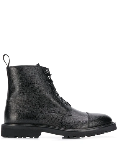 Scarosso Ankle-length Lace-up Boots In Grain Black Calf