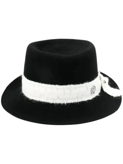 Maison Michel Logo-plaque Fedora Hat In Black