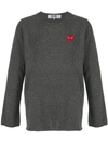 Comme Des Garçons Play Grey Heart Patch Crewneck Sweater