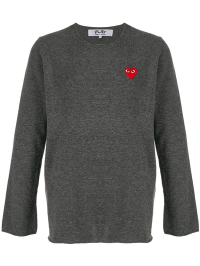 Comme Des Garçons Play Grey Heart Patch Crewneck Jumper