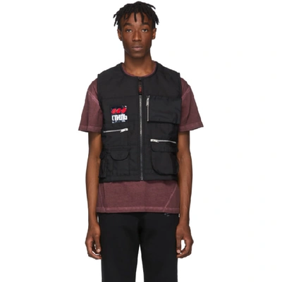 Heron Preston Ctnmb Patch Tech Zipped Multipocket Waistcoat In Black