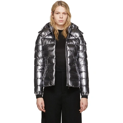 Moncler Metallic Hooded Quilted Shell Down Jacket In Silver