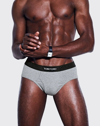Tom Ford 2-pack Cotton Stretch Jersey Briefs In Grey