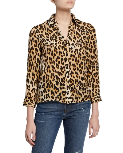 ALICE AND OLIVIA ELOISE SILK BUTTON-DOWN BLOUSE,PROD152510578