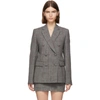 HELMUT LANG HELMUT LANG GREY WOOL PRINCE OF WALES DOUBLE-BREASTED BLAZER