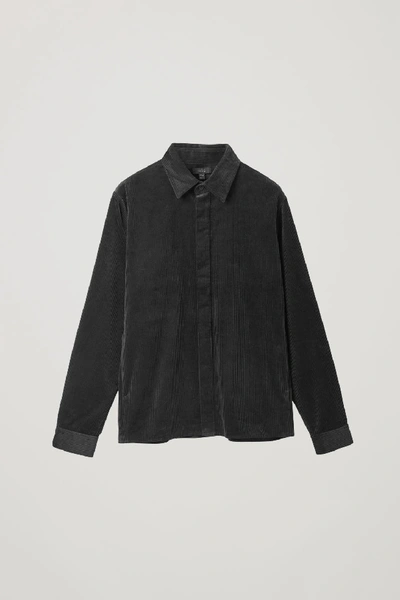 Cos Cotton Corduroy Shirt In Black