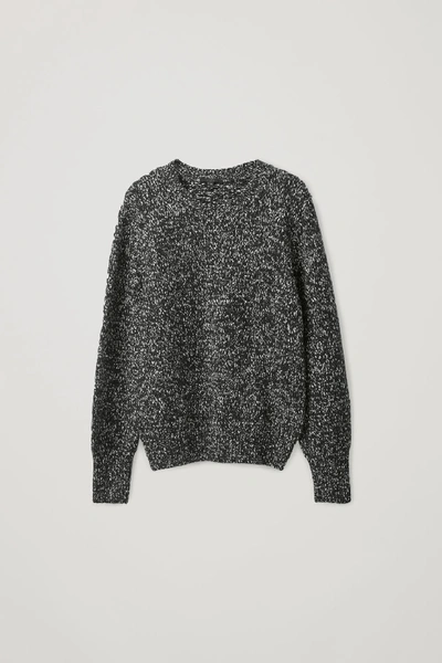 Cos Speckled Cotton-wool Jumper In Black