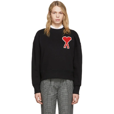 Ami Alexandre Mattiussi Black Oversized Ami De Coeur Sweatshirt In 001 Black