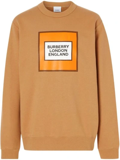 Burberry Logo Printed Cotton Jersey Sweatshirt In Warm Walnut
