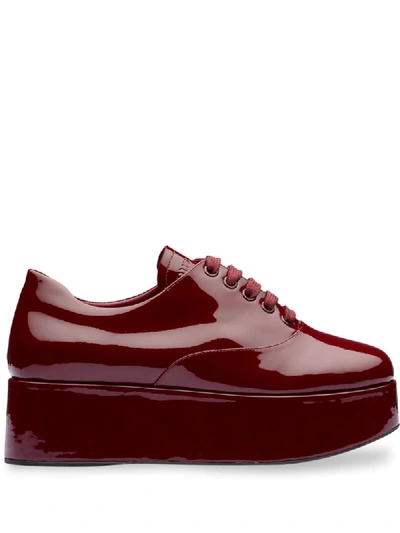 Miu Miu Platform Lace-up Shoes In Red