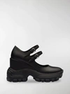 Miu Miu Exaggerated-sole Mary Jane Leather Wedges In Black