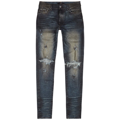 Amiri Thrasher Blue Distressed Skinny Jeans In Indigo