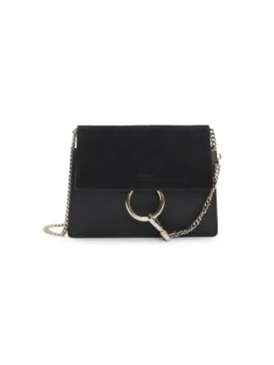 Chloé Mini Faye Leather & Suede Shoulder Bag In Black