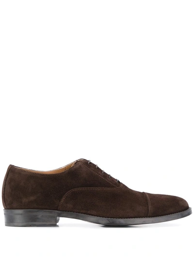 Scarosso Cesare Lace-up Oxford Shoes In Dark Brown Suede