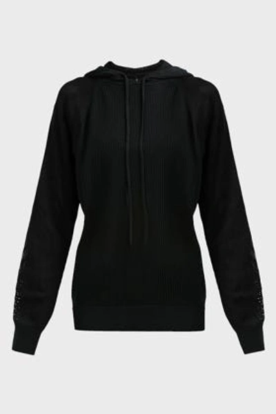 Adam Selman Knit Mesh Hoodie In Black