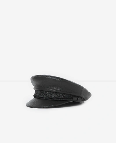 The Kooples Black Leather Luxe Women's Cap