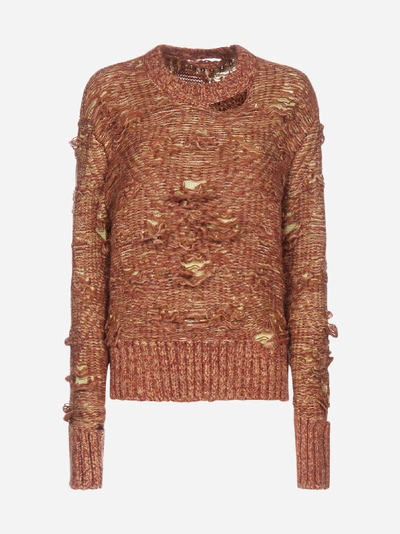 Mm6 Maison Margiela Pull In Misto Cotone E Mohair Decostruito