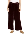 Eileen Fisher Wide Leg Velvet Ankle Pants In Cassis