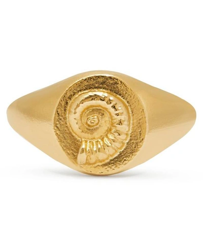 Alex Monroe Gold-plated Ammonite Shell Signet Ring
