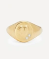 ALEX MONROE GOLD-PLATED HEART SIGNET RING,000630224