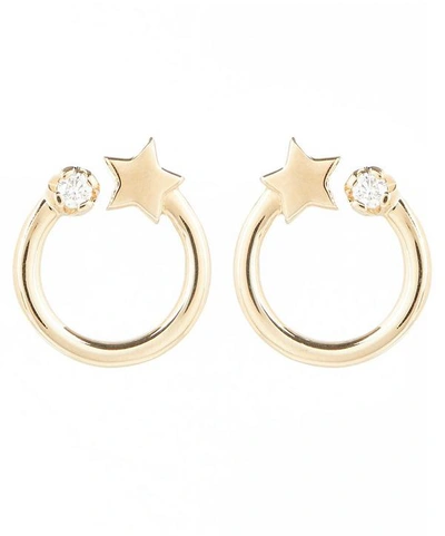 Andrea Fohrman Gold Shooting Star Circle Stud Earrings