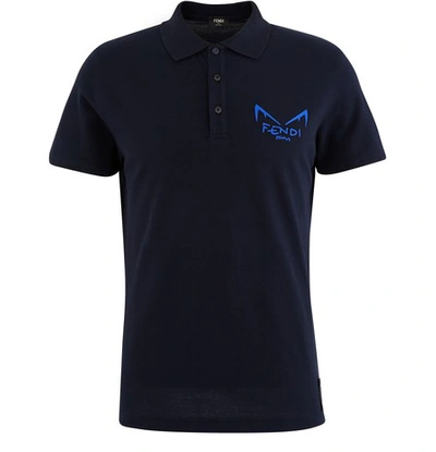 Fendi Diabolic Eyes Polo Shirt In Blu