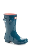 Hunter Original Short Gloss Waterproof Rain Boot In Galvanize