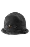 Eric Javits Vail Water Repellent Suede Cloche With Faux Fur Lining In Black