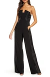 Black Halo Strapless Panelled Jumpsuit In Black